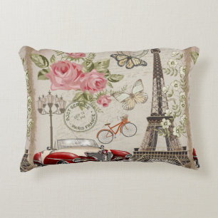 Paris vintage postcard. decorative cushion