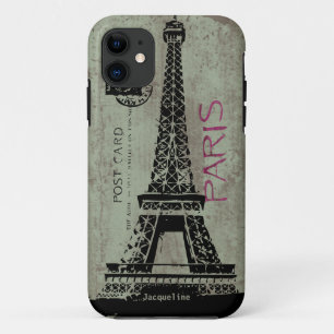 Paris Vintage Postcard Eiffel Tower iPhone 11 Case