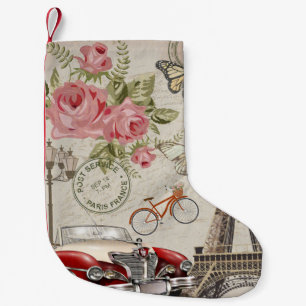 Paris vintage postcard. small christmas stocking