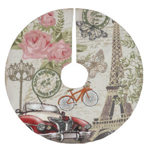 Paris Vintage: Postcard Style Brushed Polyester Tree Skirt