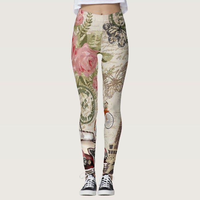 Paris Vintage: Postcard Style Leggings (Front)