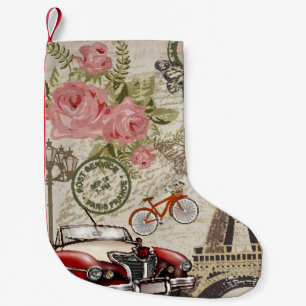 Paris Vintage: Postcard Style Small Christmas Stocking