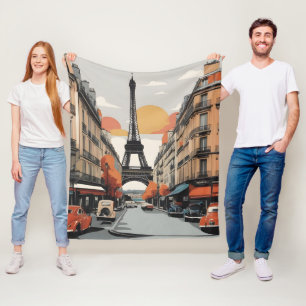 Paris vintage poster fleece blanket