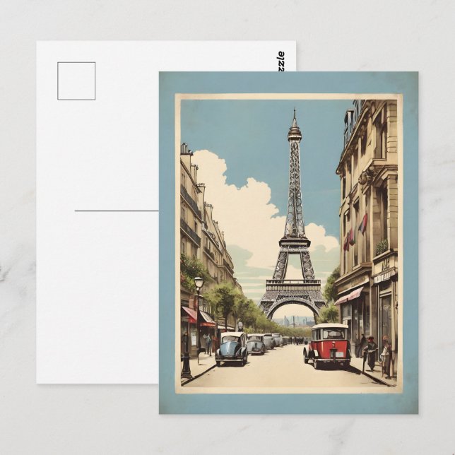 Paris vintage poster postcard (Front/Back)