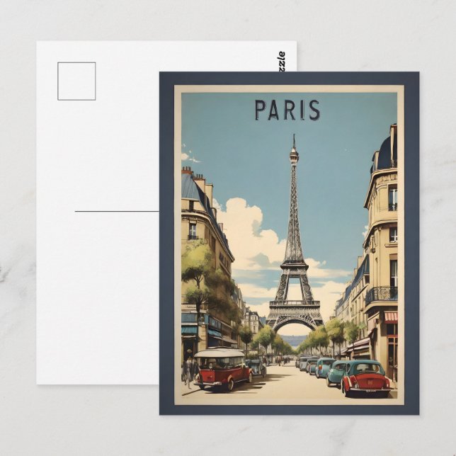 Paris vintage poster postcard (Front/Back)