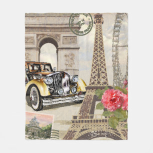 Paris vintage poster. vintage, poster, paris, old, fleece blanket