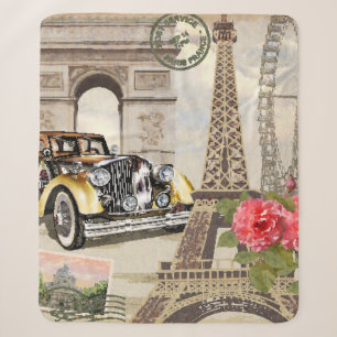 Paris vintage poster. vintage, poster, paris, old, sherpa blanket