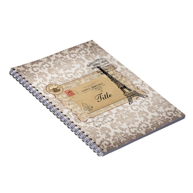 Paris Vintage Shabby Chic Eiffel Tower Notebook (Right Side)