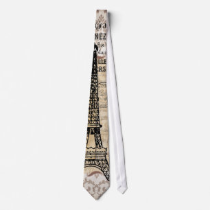 Paris Vintage Shabby Chic Eiffel Tower Tie