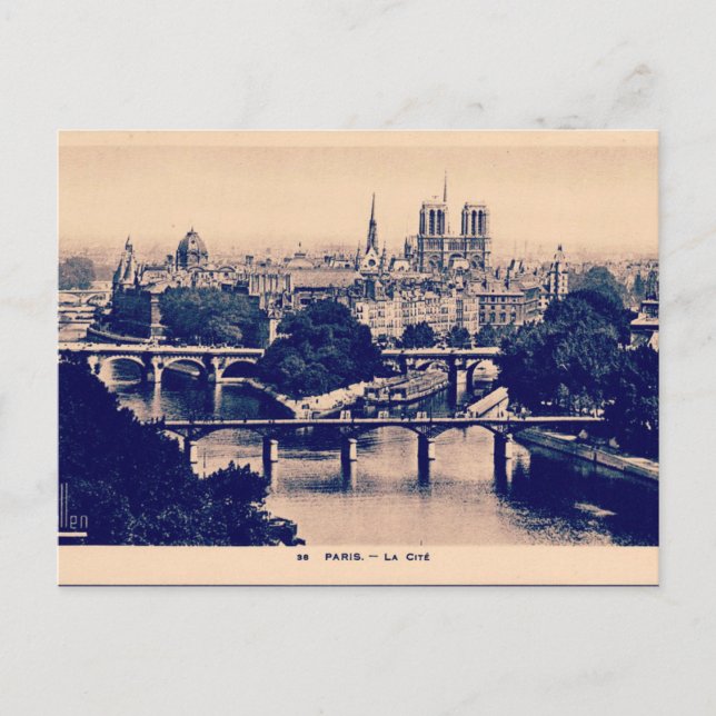 Paris Vintage Sights Postcard (Front)