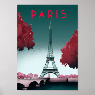 Paris   Vintage Travel Poster   Enhanced Matte Pap