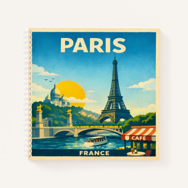 Paris Vintage Travel Poster Notebook (Front)