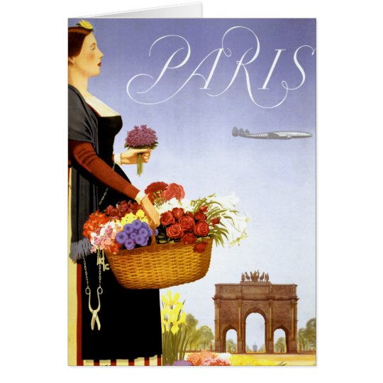 Paris Vintage Travel Poster Restored Card