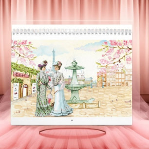 Paris Vintage Victorian Women Fashion Retro Paris Calendar
