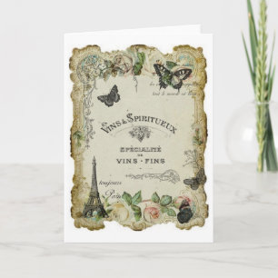 Paris Vintage Wine and Roses Card