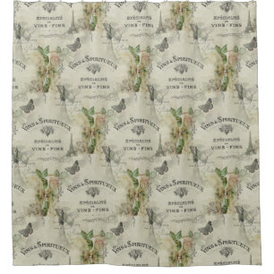 Paris Vintage Wine and Roses Shower Curtain