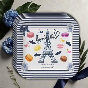 Paris w/ Love for Our Sweet Bebe Baby Shower Paper Plate