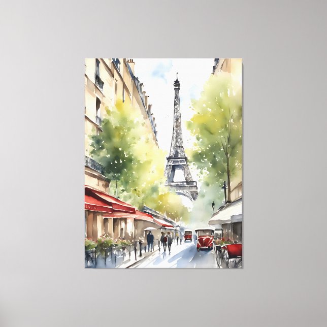 Paris watercolor art canvas print (Front)