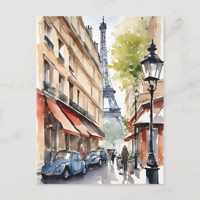 Paris watercolor art postcard (Front)