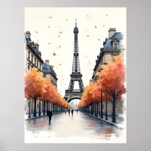 Paris watercolor art poster