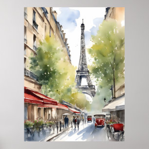 Paris watercolor art poster