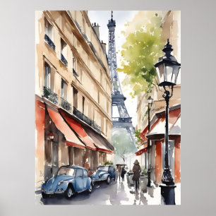 Paris watercolor art poster