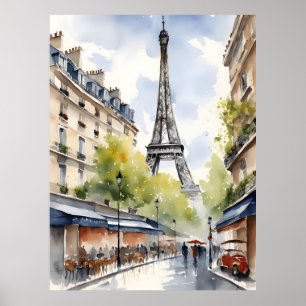 Paris watercolor art poster