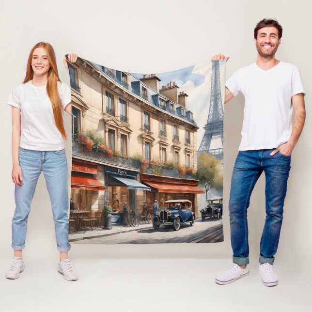 Paris watercolor painting  fleece blanket (In Situ)