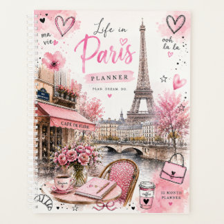 Paris Watercolor Pink Month Planner
