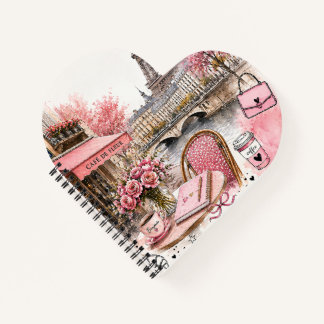 Paris Watercolor Pink Spiral Notebook