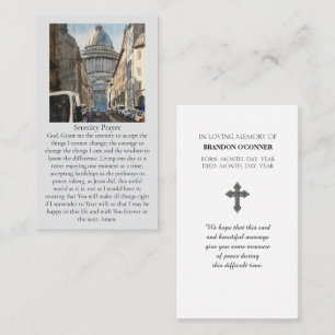 Paris Watercolor Scene Red Blue Yellow Prayer Card