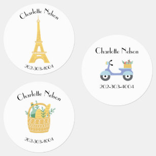 Paris Waterproof Circle Sticker Name Labels