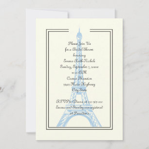 Paris wedding blue Eiffel Tower bridal shower Invitation