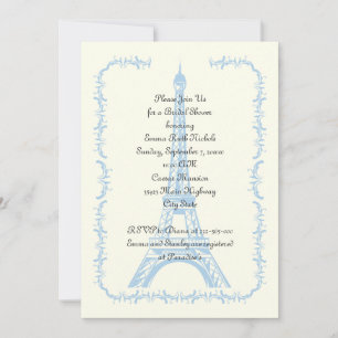 Paris wedding blue Eiffel Tower bridal shower Invitation