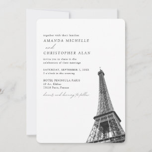 Paris Wedding Custom Eiffel Tower Photo Invitation