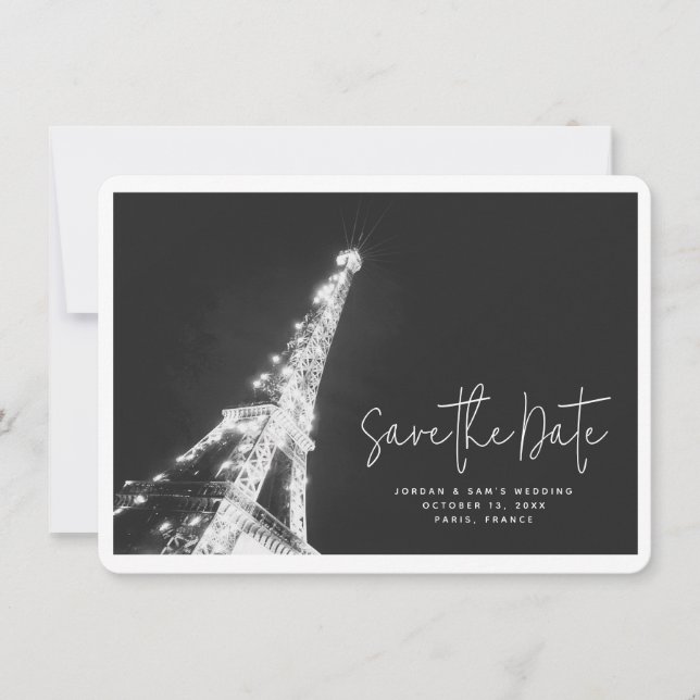 Paris Wedding Eiffel Tower Photo Save the Date Invitation (Front)