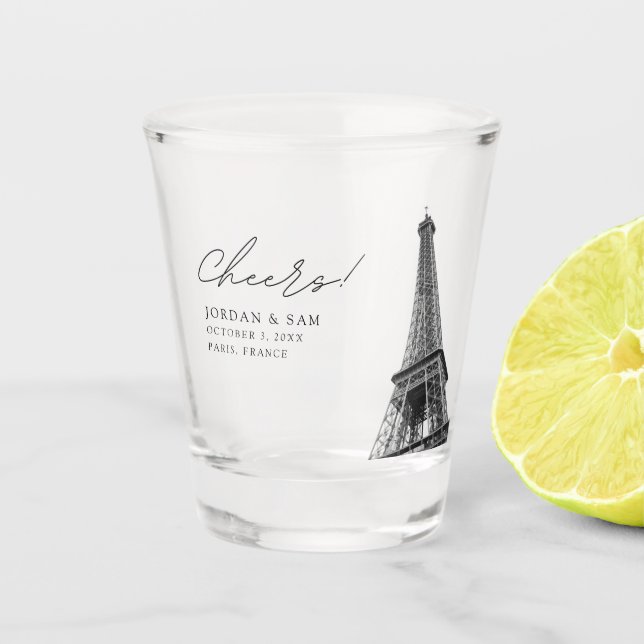 Paris Wedding Favour Eiffel Tower Modern Shot Glas Shot Glass (Front)