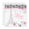 Paris Wedding Invitation Pink Roses Black White