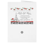 Paris Wedding Invite Red Roses Silver Black White