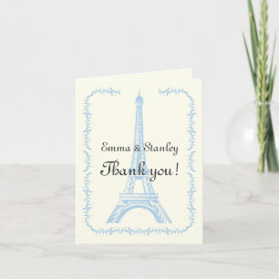 Paris wedding light blue Eiffel Tower Thank You Card