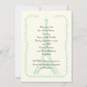 Paris wedding mint Eiffel Tower bridal shower Invitation