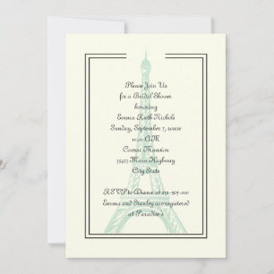 Paris wedding mint Eiffel Tower bridal shower Invitation