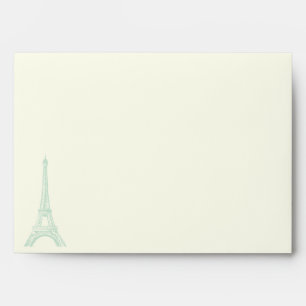 Paris wedding mint green Eiffel Tower on ivory Envelope
