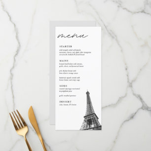 Paris Wedding Modern Elegant Dinner Menu
