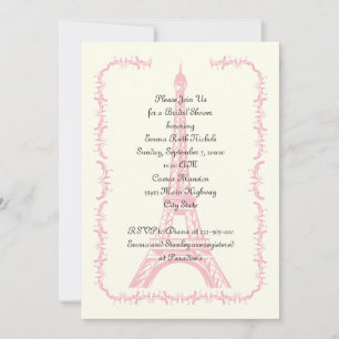 Paris wedding pink Eiffel Tower bridal shower Invitation