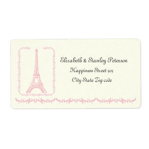 Paris wedding pink Eiffel Tower ivory label