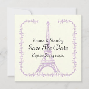 Paris wedding purple Eiffel Tower Save the Date