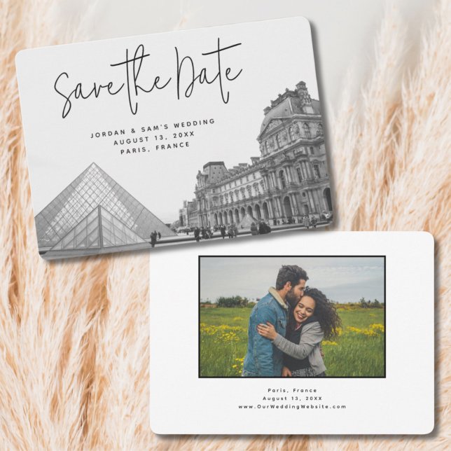 Paris Wedding Save the Date Photo Invitation (Paris Wedding Save the Date with Engagement Photo)
