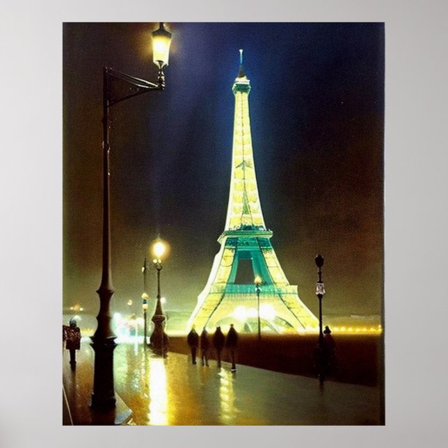 Paris wet evening Eiffel ToWer Impressionism  Poster (Front)