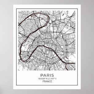 Paris White Map - Map Wall Art Decor
